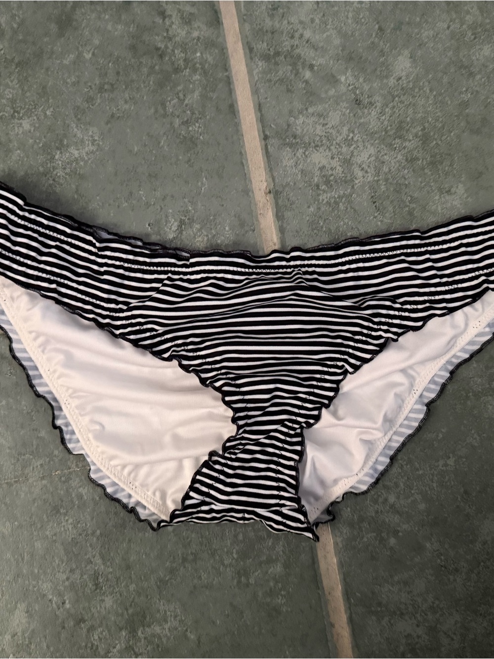 Victoria's Secret Black and White Striped Bikini Bottom